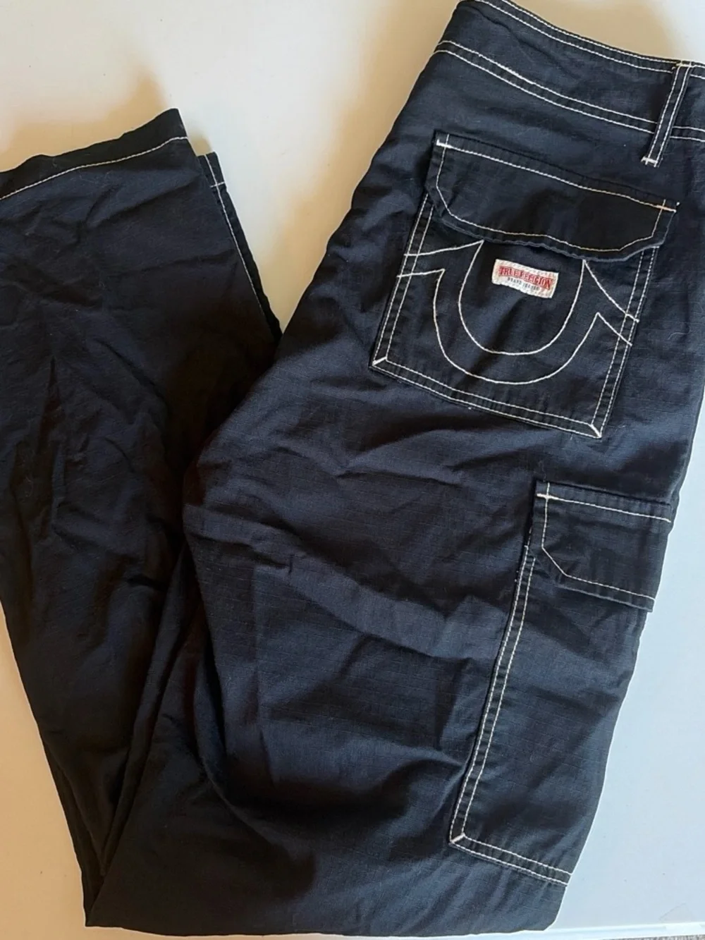 True Religion Jet Black Ripstop Cargo Pants